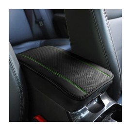 CGEAMDY Car Armrest Storage Box Mat, Fiber Leather Car Center Console Cover, Car Armrest Seat Box Cover Accessories Interior Protection for Most Vehicle, SUV, Truck, Car (Black Green)