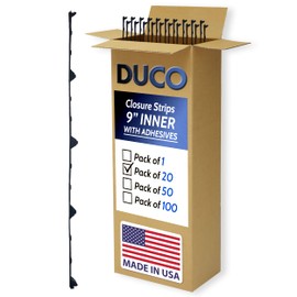 Duco Classic Rib Foam Closure Strips 3ft Long, 9" Rib Spacing - 20 Pack of USA-Made Black Inner Foam Closure Strips for Metal Roofing Panels - Blocks Gaps, Moisture, Noise, & Dust (with Adhesive)
