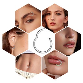 Dochais 6 Pieces Septum Piercing, Nose Piercing for Men and Women, Nose Ring Piercing, Hypoallergenic, Lip Band Piercing, Nostril Piercing Ring, 316L Stainless Steel Septum, Silver/Gold, 16 G/1.2 mm,