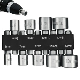 9PCS Screwdriver Bits Sets,5-13mm Hex Shank Nut Setter Driver,1/4 inch Hex Shank Nut Setter, Quick Change Metric Driver Set, Impact Driver Socket Adapter