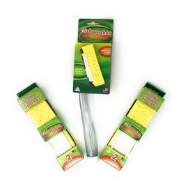 Arrow Home Products Dish Sponge w/Soap Dispenser Handle & 4 Refill Sponges - Fillable Dish Wand for Quick, Convenient Cleaning - Made in USA - Easy to Refill, Built-in Scrubber, for Dishes & Pans