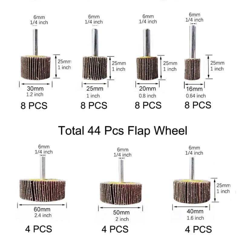 Tonmp 44 Pack 7 Size 80 Grit 1/4 Abrasive Flap
