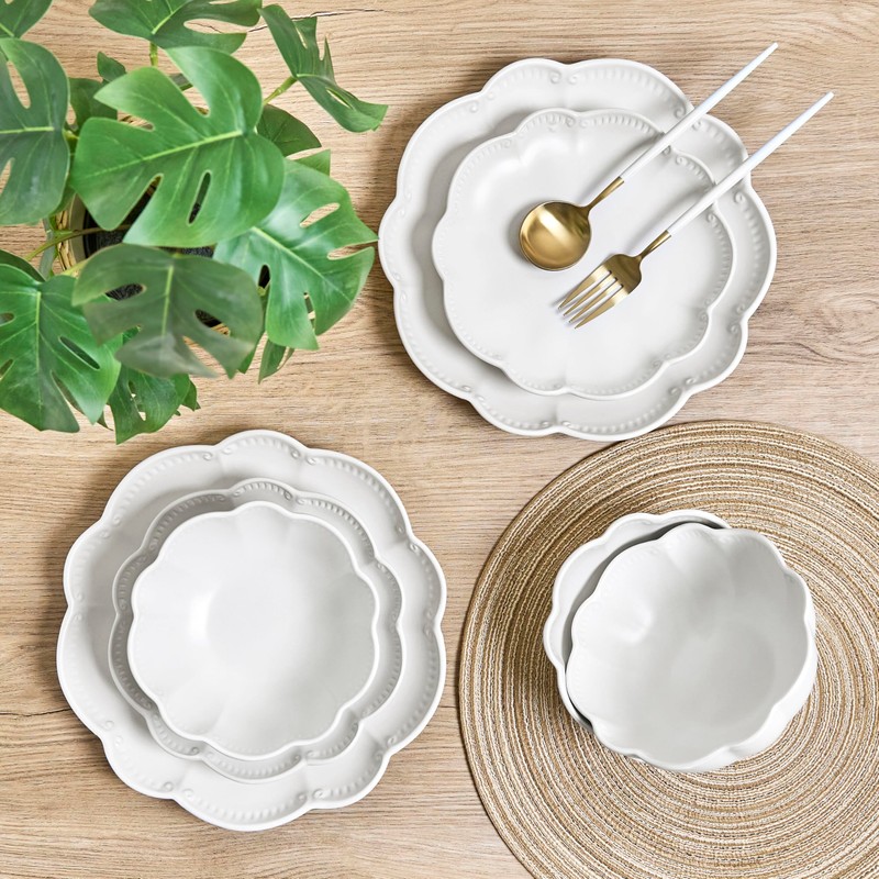 Sango 12 Pieces Stoneware Dinnerware Set, Modern Reactive Blue Dishes