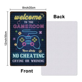Hobbspring 1pc Welcome To The Game Room Sign 20x30cm Vintage Metal Tin Sign Game Room Wall Decorations with 4 Pre-Drilled Holes for Gaming Room Cafes Bar Home Wall Decor