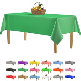 14 Pack Premium Green Plastic Tablecloth - 54 x 108 in. Disposable Rectangle Plastic Table Cloth - Decorative Rectangle Table Cover Smooth Tablecloth - Disposable Table Cloths For Parties, Weddings