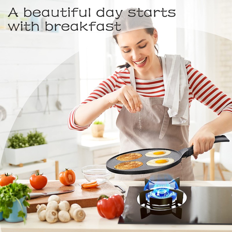 KRETAELY Pancake Pan 4 Cups Pancake Maker Nonstick Pancake Griddle