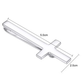 Asienice Classic Cross Tie Clip Silver Tie Clip in the Shape of a Cross, Non-precious metals, No Gemstone