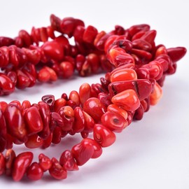 Asingeloo 5-8mm 34 inches Natural Crystal Red Coral Stone Beads for Jewelry Making Tumbled Drilled Irregular Gravel Gemstones Chips Stone Beads by Strand