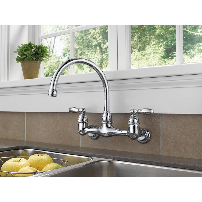 Peerless 2-Handle Wall Mount Kitchen Sink Faucet, Chrome P299305LF