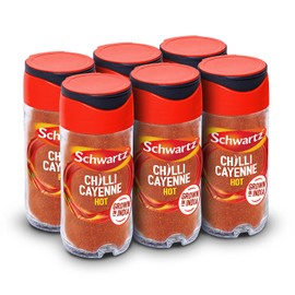 Schwartz Cayenne Chilli Pepper 26 G | Jar | Pack of 6 | Hot, Intense, Rich, and Balanced | Warm and Delicious | Fiery Taste and Incredible Flavour | Perfect for Tomato Based Pasta Sauces & Curries