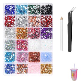Bedazzling Kit, Rhinestones For Clothes, 24 Colors Bedazzling Gems Bedazzle Kit with Pick Up Tweezers and Pen for DIY Crafts Clothes Shoes Nail Face Tumblers Cup Crafts Decoration