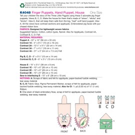 KWIK-SEW PATTERNS K4048 Finger and Hand Puppets and House, One Size Only