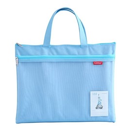 Pendancy Mesh Zipper Pouch, A4 Size Waterproof Lightweight File Folders, Large Handle Document Tools Organizer, Cosmetic Bags, Accessories Storage for Travel School and Office Supplies（Blue）