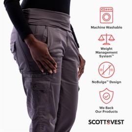 SCOTTeVEST Margaux Cargaux Travel Cargo Pant for Women - 11 Hidden Pockets - for Hiking & More (Gray, Small)