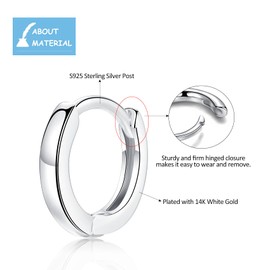 Silver Hoop Earings for Womens - Small 10mm Hoop Earrings Sterling Silver Cartilage Sleeper Hoops, Girls Silver Earrings Set | Hypoallergenic Helix Tragus Jewellery Endless Huggie Hoops for Men