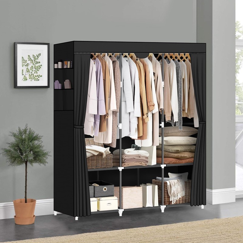 LOKEME Portable Closet, Portable Closets for Hanging Clothes with 3