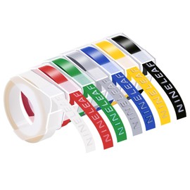 NineLeaf 7 Pack Compatible for DYMO 3D Embossing Xpress Pro MoTEX Label Maker, 3D 9mm Plastic Labels 3/8'' x 9.8ft White on Clear/Red/Green/Silver/Blue/Yellow/Black Embossing Color Label Tape