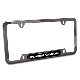 iPick Image Made for RAM Power Wagon Black Insert Gunmetal Chrome Stainless Steel License Plate Frame