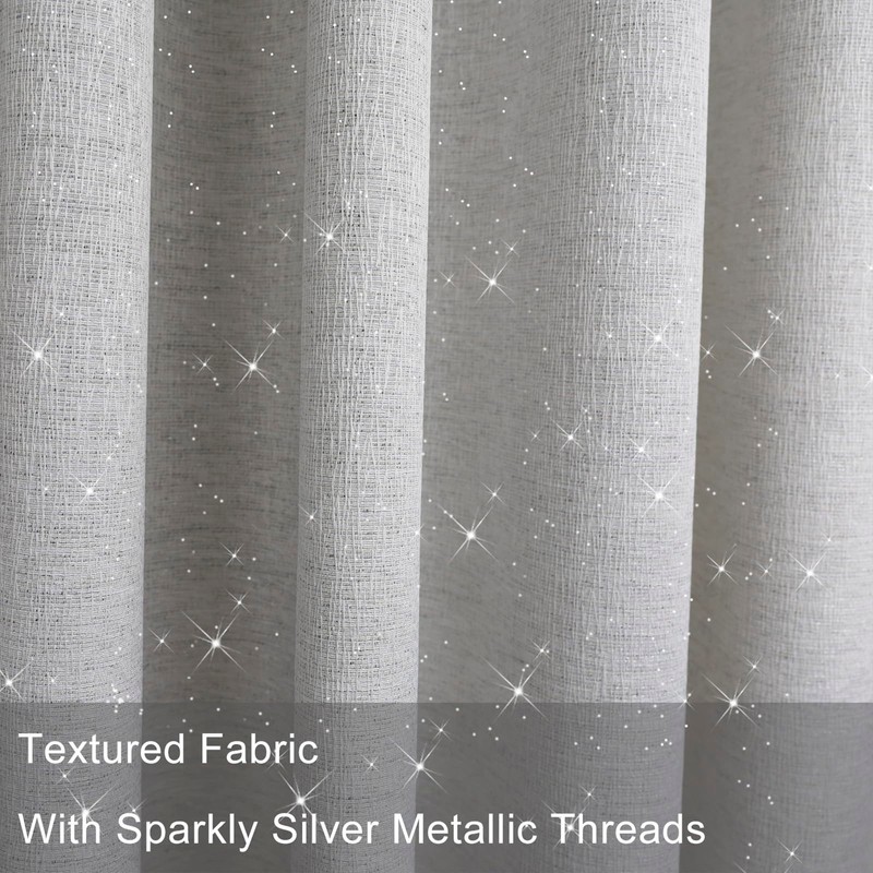 YINFUNG Glitter Shower Curtain Silver Grey Cloth Sparkly Curtains for