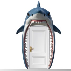 Shark Party Porch Banner, 96.1x62.6in Shark Door Backdrop Reusable Sea Animal Hanging Supplies Door Sign Decoration Wall Decor for Birthday Beach Ocean Themed Party Photoshoot Props