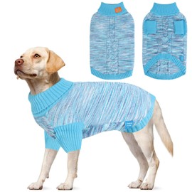 On The Roll， Medium-Sized Turtleneck Dog Sweater, Knitted Clothing Dog Sweaters,Suitable for Different Types of Dogs, for Spring, Autumn and Winter,(BlueXL)