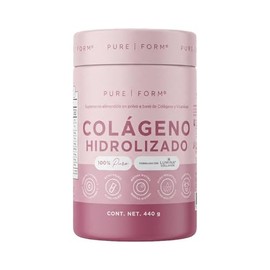 Pure Form - Colágeno Hidrolizado Lumina en Polvo de Origen Bovino | Adicionado con Vitamina C, Ácido Fólico, Biotina y Ácido Hialurónico | 440 gramos 