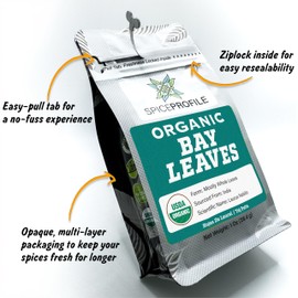 Spice Profile USDA Organic Bay Leaves, Lab Tested for Heavy Metals, Resealable 1 oz Pouch, Tej Patta, Hojas de Laurel