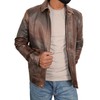 Mens Brown Leather Jacket | Brown Distressed - L