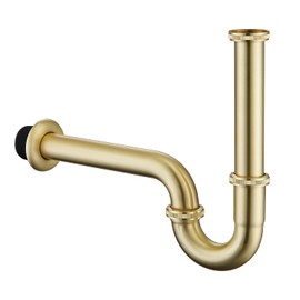 GORDEE Bathroom Basin Sink Bottle P Trap, Brass U-Shape 1-1/4 inch Slip Inlet Drain, Lavatory Adjustable Height Sink Waste Drain P-Trap Kit, Pls Measure ur Sink Hole Size Before Order, Brushed Gold