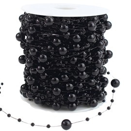 Charmoon Pearl Chain Ribbon 30m Beads Hair Ornaments Crafting Packaging Accessories (Black)