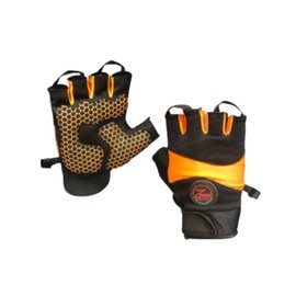 Zoom Urban Gear Padded Fingerless Gloves – Anti-Slip Shock-Absorbing Gloves for Cycling, Weight Lifting, Motorcycle, BMX, MTB, Dirt Bike & E-Scooter – Breathable, Lightweight (Max Orange, X-Large)