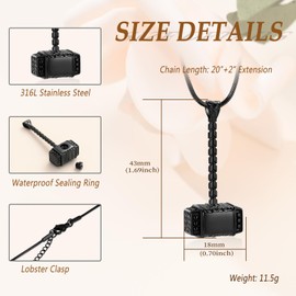 Minicremation Mjolnir Thors Hammer Urn Necklace for Ashes for Men Celtic Nordic Viking Cremation Jewelry for Women Keepsake Memorial Ashes Pendant (Black-B)