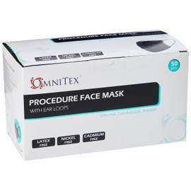 Omnitex British Brand BLACK 3ply Premium Type IIR Disposable Surgical Face Mask | EN14683:2019 | 98% Filtration, Fluid Resistant, Medical Face Mask 2R with Ear Loops - Pack of 50