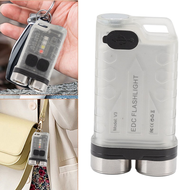 V3 Mini Keychain Flashlight USB Rechargeable Small Flashlight Outdoor Waterproof
