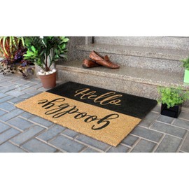 Rugsmith Black Tufted Hello Goodbye Reverse Doormat, 24"x36"