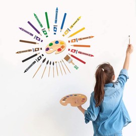 IARTTOP Colorful Art Supplies Crayon Wall Decal, Watercolor Artistic Things Crayons Pigment Pens Wall Sticker for Drawing Room Classroom Art Room Decorations