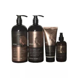 SJ Creations 4PC Set Argan Oil Shampoo, Conditioner, Leave in Mist & Curl Cream