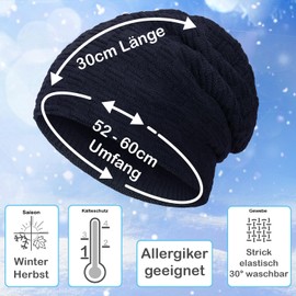 Compagno Unisex Warm Lined Beanie Hat, Knitted Hat, Winter Hat, One Size - Beanie navy