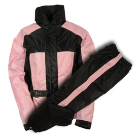 WOMEN'S MOTORCYCLE BLACK PINK 2 PCS WATERPROF LIGHTWEIGHT RAIN SUIT RAIN GEAR (3XL Regular)