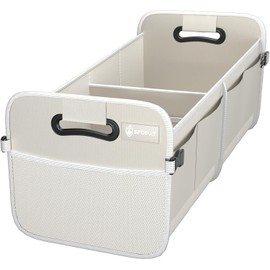 Sposuit Trunk Organizer for Car - 70L Collapsible Trunk Storage with 11 Pockets & Reinforced Handles, SUV Trunk Organizers for Grocery Cargo(White)