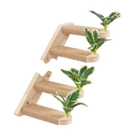 Meowoou Cat Wall Shelves,Modern & Durable 4 Steps Sisal Rope Stairs & Perch for Cat Climbing Wall Systems with Leaves Right Step A