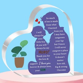QMVMV Dad Gifts from Son Heart-Shaped Acrylic Plaque Gifts for Dad Christmas Birthday Father's Day Gift for Father Daddy