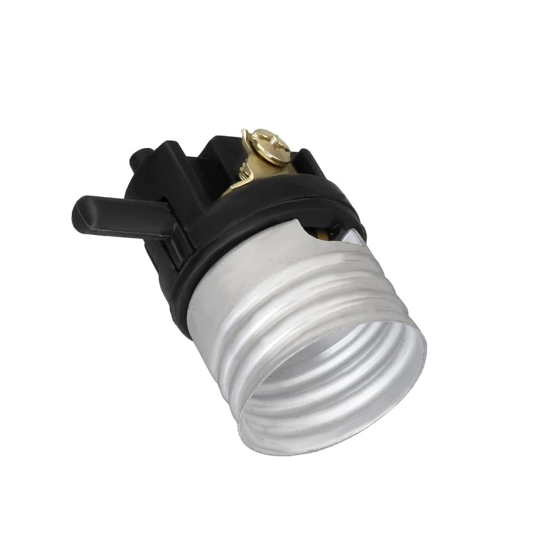 E26 Light Socket Push Thru On/Off Lamp Socket, Medium Base