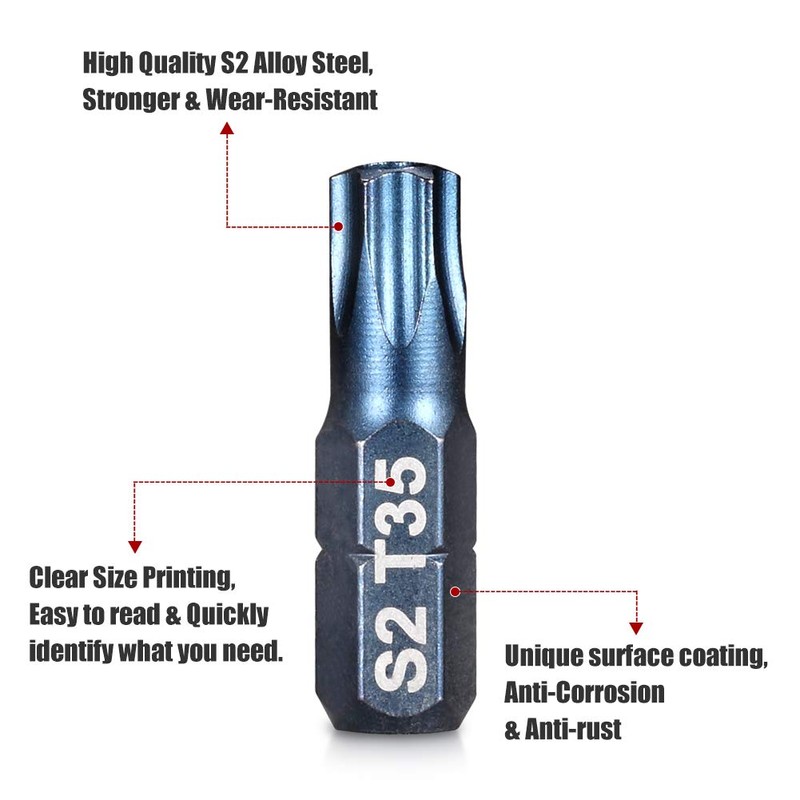 ARUCMIN 16-Piece Security Torx Bit Set T5-T50, Tamper Resistant Star