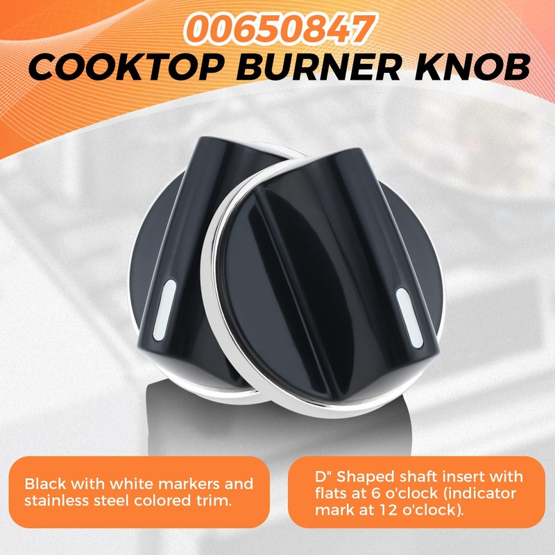 00650847 Cooktop Stove Knobs Compatible with Bosch, Burner Control Dial