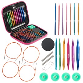 Versatile Interchangeable Circular Knitting Needles - 13 Aluminium Alloy Interchangeable Knitting Needles, 4 Durable Cables Knitting Needle Set, Perfect for Beginners & Experts Knitting Needles Set