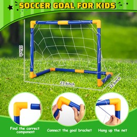 Soccer Goal Set with 3 Ball Pump for Baby Toddler Kid, 8.6" Soccer Mini Portable Goals Training Equipment for Garden Indoor Outdoor Backyard, Birthday Gift for Boy Girl, Sports Toy for Family Game
