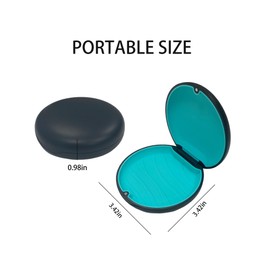 Retainer Case,Cute Slim Aligner Case Compatible with Invisalign,Customized Magnetic Closure Orthodontic Retainer Box (2 Pack Black + Cyan Silicone)
