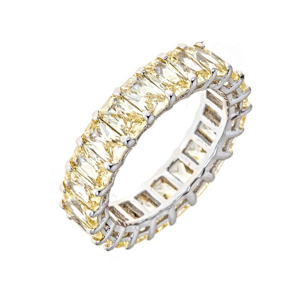 Maya J Eternity Ring - Emerald-Cut, with Artisan Fashioned Gemstones,