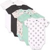 Peanutshell Safari 5-Pack Short Sleeve Baby Bodysuits for Boys or